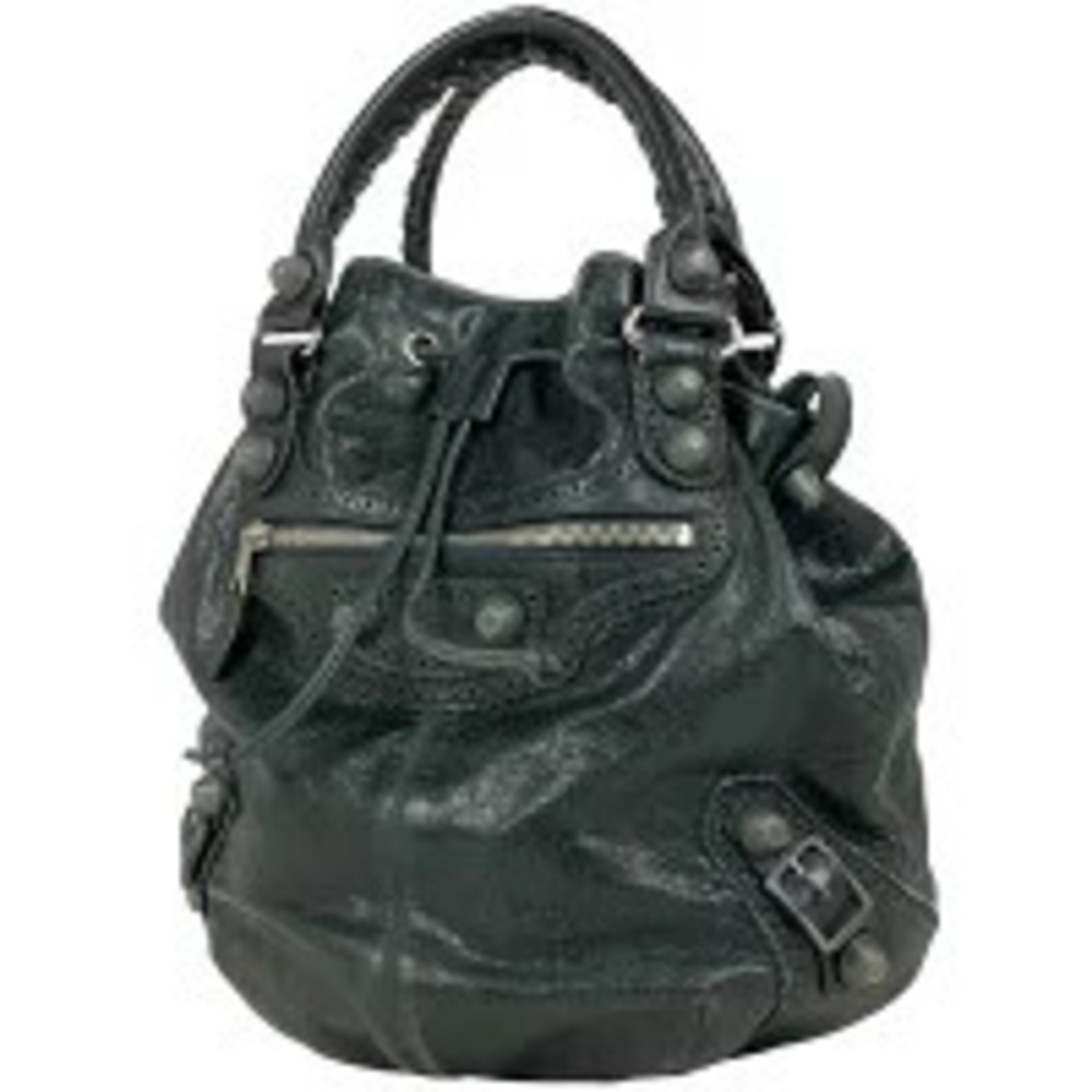 Balenciaga Giant Bonbon Handbag Drawstring Leather Green